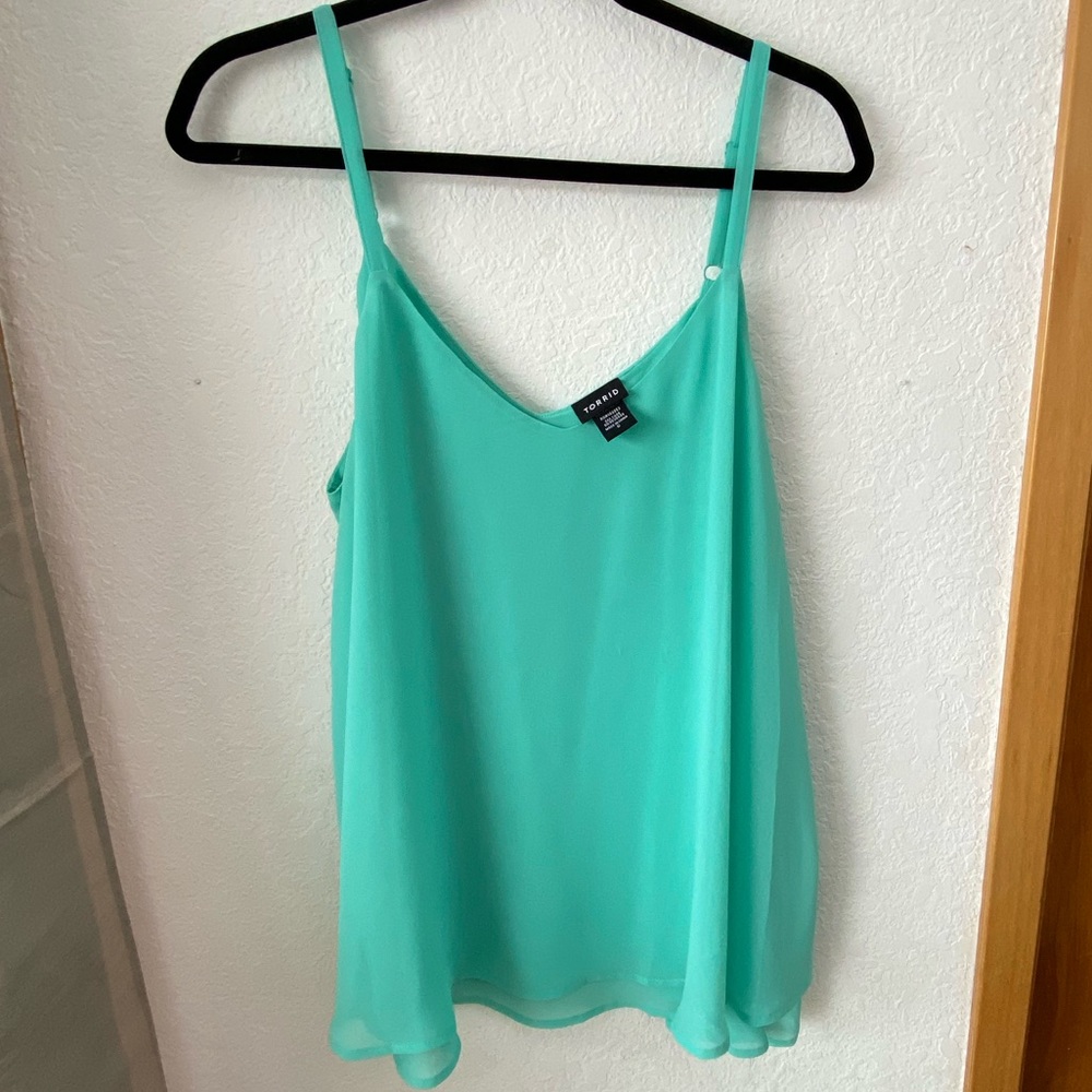 Torrid Chiffon Double Layer Swing Cami - Aqua - 0
.